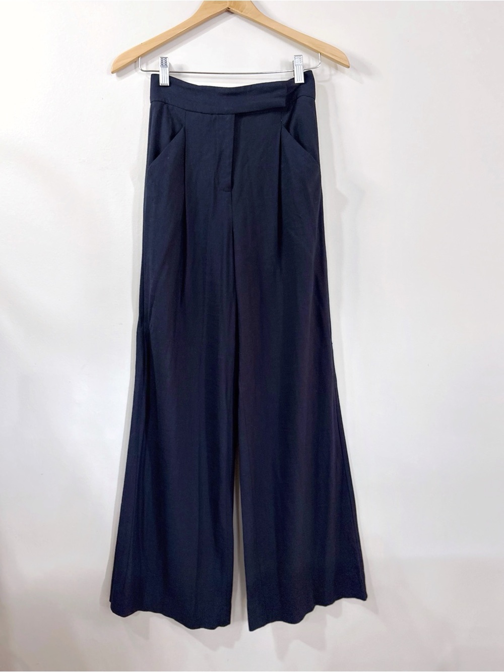Veronica Beard Navy Wide Leg Pants Viscose Women Sz 4 Office Quiet Luxury